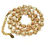 Collier verre Murano - Perles blanc et or