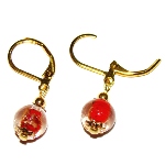 Boucles d'oreille Murano - Rouge et Or