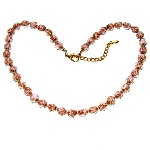 Collier verre Murano - Perles rose et or