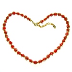 Collier verre Murano - Perles rouge et or