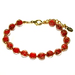 Bracelet verre Murano rouge et or