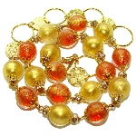 Collier Murano Perles - feuilles d'or