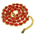 Collier verre Murano - Perles rouge et or