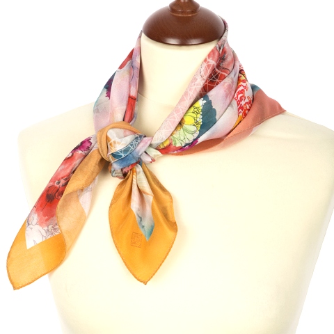 Foulard Soie Chat Carre De Soie Chat Et Poisson